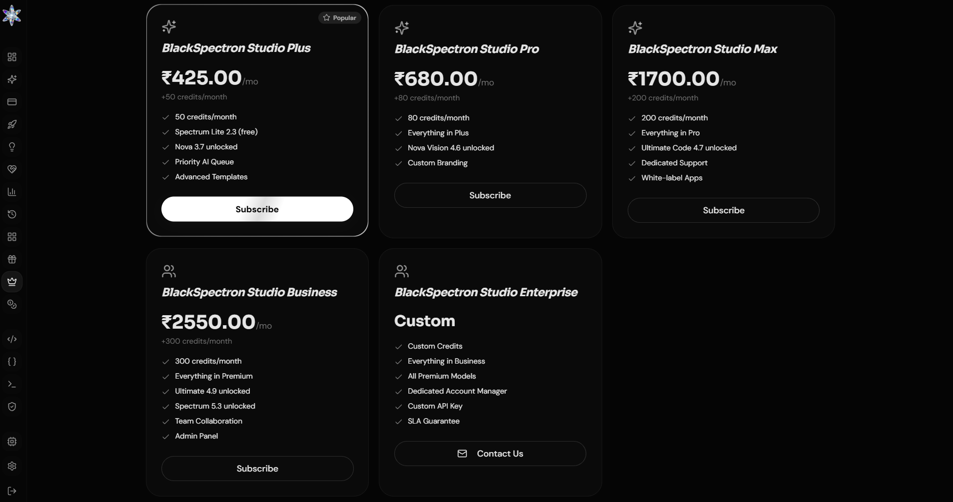 BlackSpectron AI Studio Pricing
